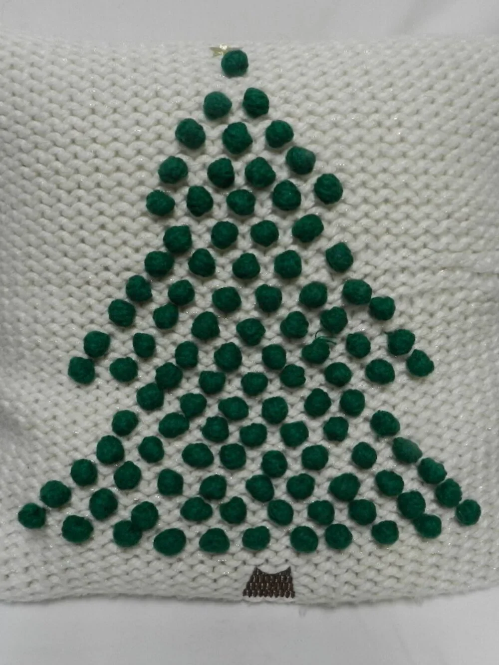 Cupcakes and Cashmere Christmas Tree Crochet Pompom Throw Pillow 20